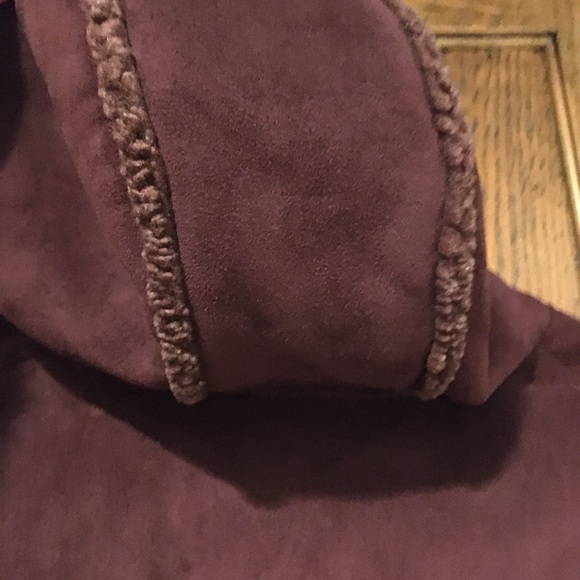 LL Bean Deep Plum Faux Sherpa Shearling Fleece Lined Hooded Coat Jacket - Picture 11 of 13